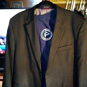 Men's Izod sports coat deep chocolate brown with a darker stripe very small only